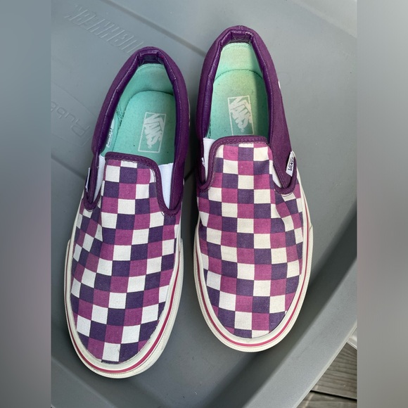 White and purple checkered Vans women’s 9 - Picture 1 of 7